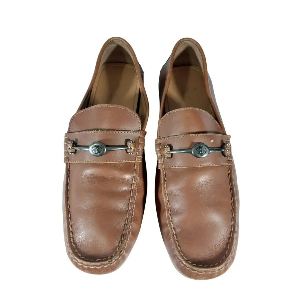 NWOT! COACH! MOTT PECAN BROWN GENUINE LEATHER NUBBY WRAPPED SOLE LOAFERS! 9.5M